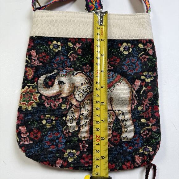 Elephant Tapestry Mid Size Shoulder Crossbody Bag Purse Retro Bohemian 90 Hippie - Picture 10 of 10